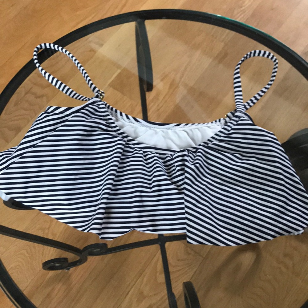 Black and white striped bikini top